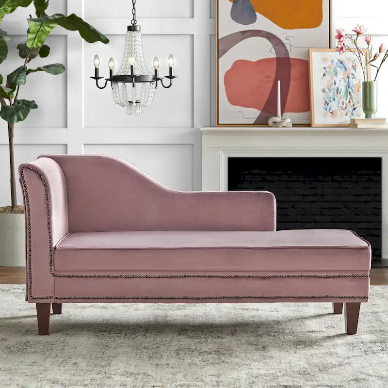 Chaise longue contenitore con bordino a borchie