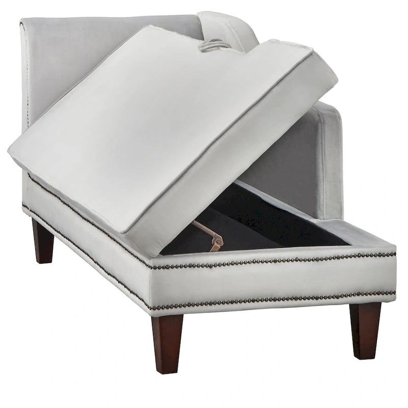 Chaise longue contenitore con bordino a borchie