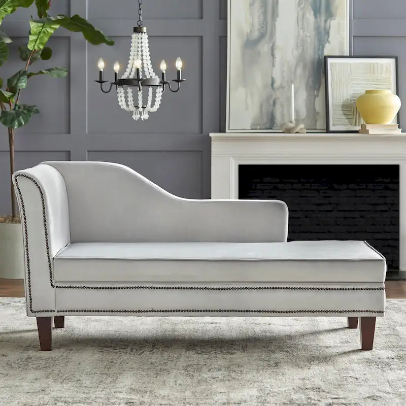 Chaise longue contenitore con bordino a borchie