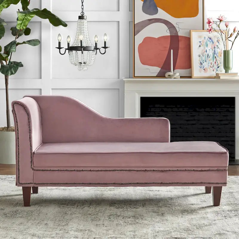 Chaise longue contenitore con bordino a borchie