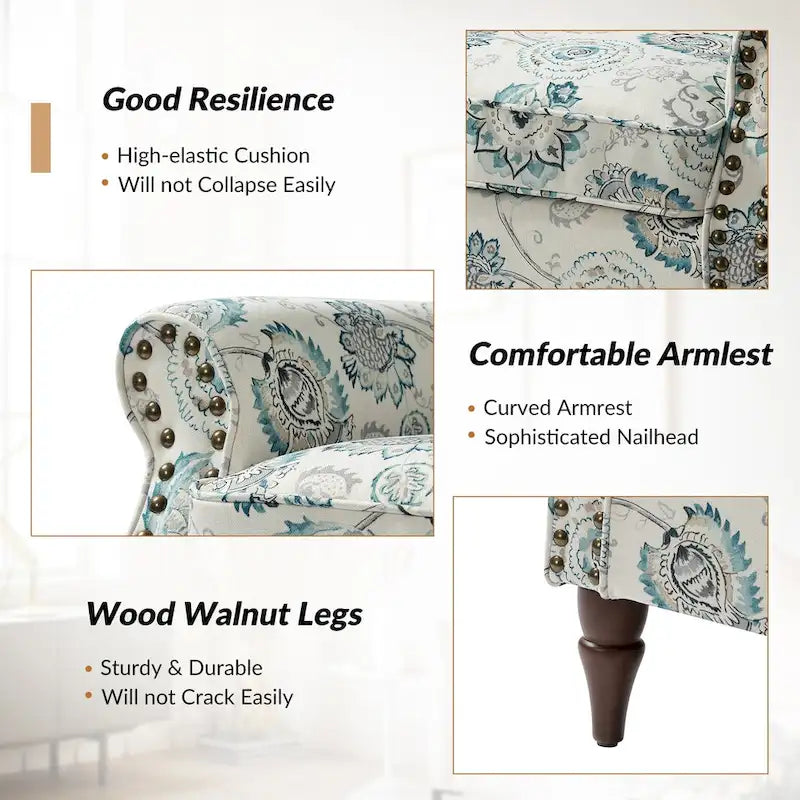 Traditioneller Polyester-Akzentstuhl mit Muster und Nagelkopfverzierung, 2er-Set