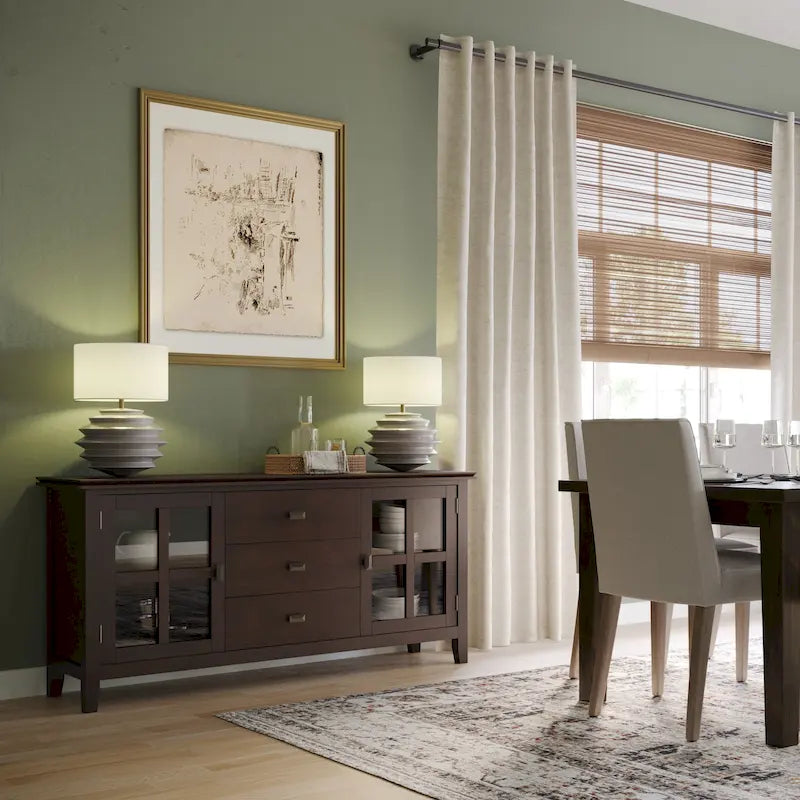 Solid Wood 60 Wide Contemporary Sideboard Buffet in Russet Brown - 17d x 60w x 30h