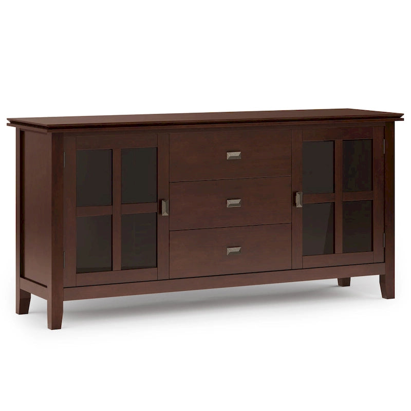 Credenza buffet contemporanea in legno massello, larga 60, marrone ramato - 17d x 60w x 30h