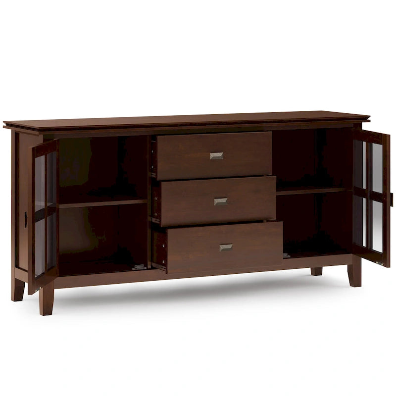 Credenza buffet contemporanea in legno massello, larga 60, marrone ramato - 17d x 60w x 30h