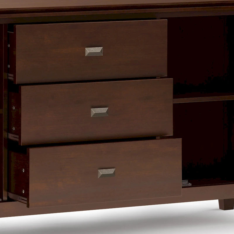 Credenza buffet contemporanea in legno massello, larga 60, marrone ramato - 17d x 60w x 30h