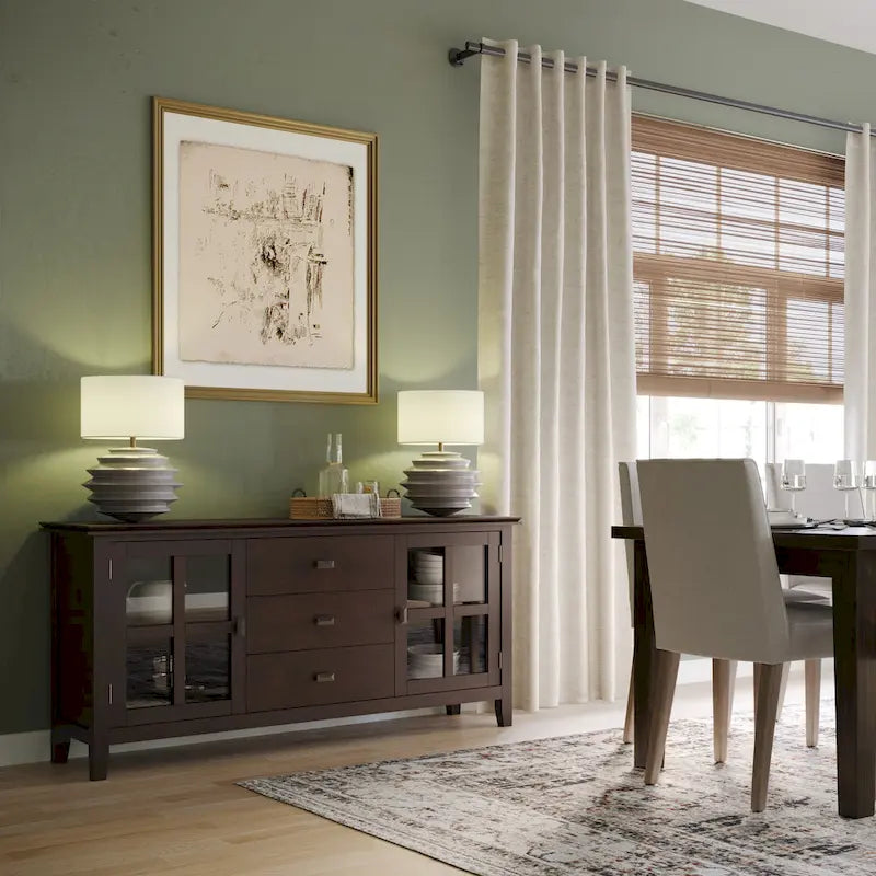Credenza buffet contemporanea in legno massello, larga 60, marrone ramato - 17d x 60w x 30h