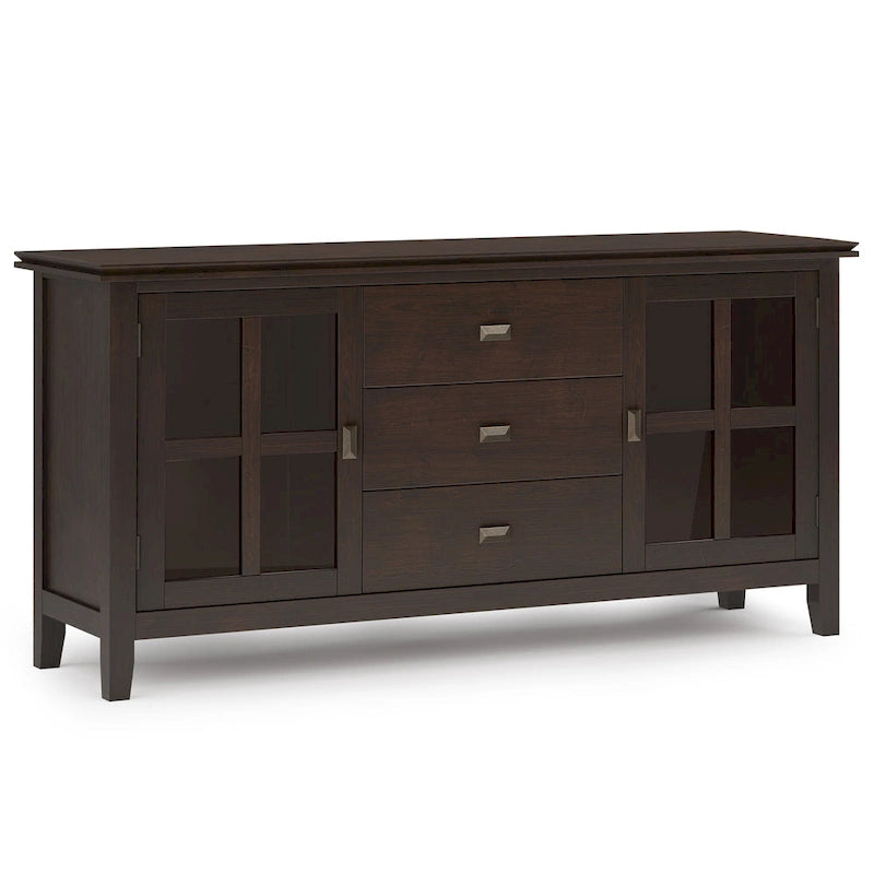 Credenza buffet contemporanea in legno massello, larga 60, marrone ramato - 17d x 60w x 30h