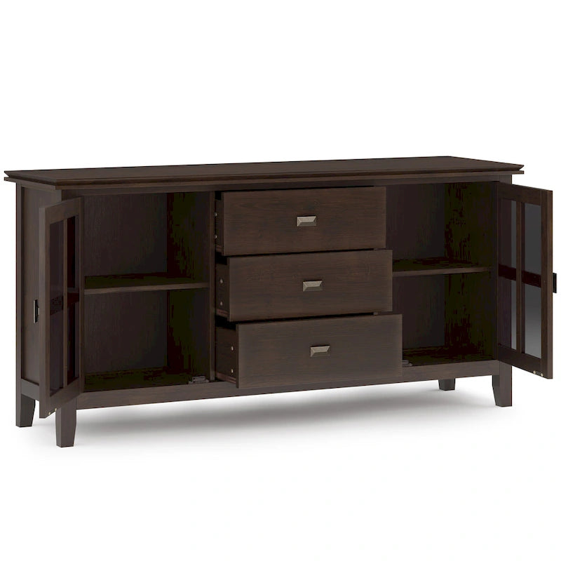 Credenza buffet contemporanea in legno massello, larga 60, marrone ramato - 17d x 60w x 30h