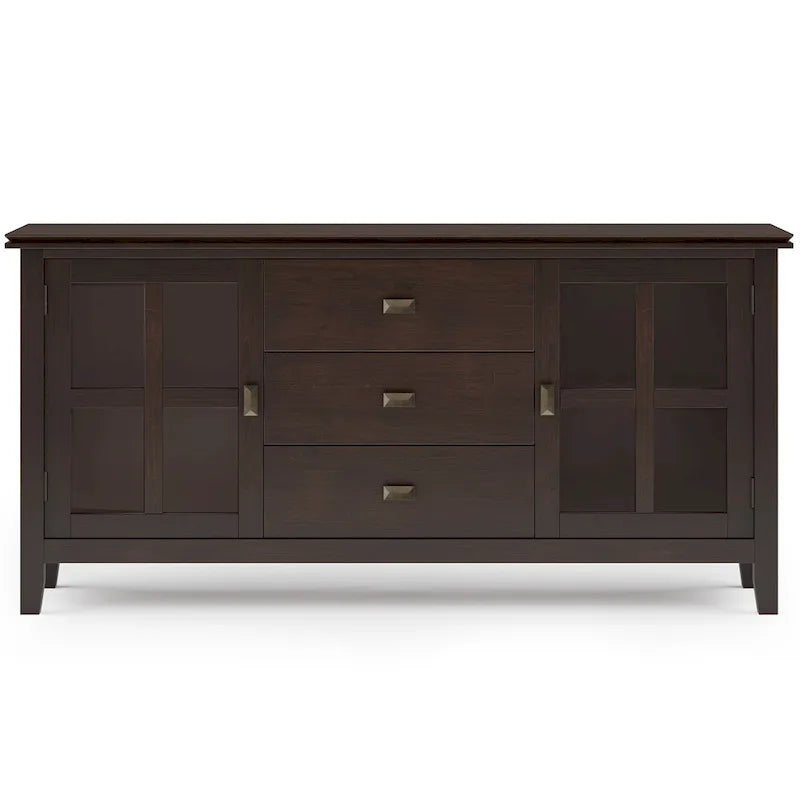 Credenza buffet contemporanea in legno massello, larga 60, marrone ramato - 17d x 60w x 30h