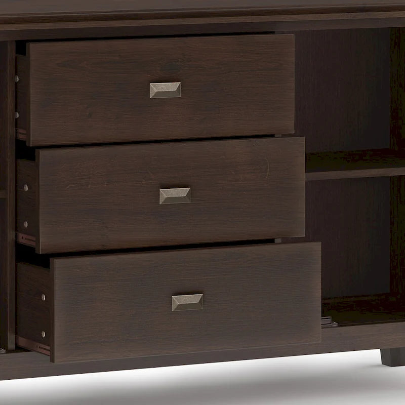 Credenza buffet contemporanea in legno massello, larga 60, marrone ramato - 17d x 60w x 30h