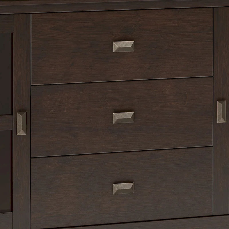 Credenza buffet contemporanea in legno massello, larga 60, marrone ramato - 17d x 60w x 30h