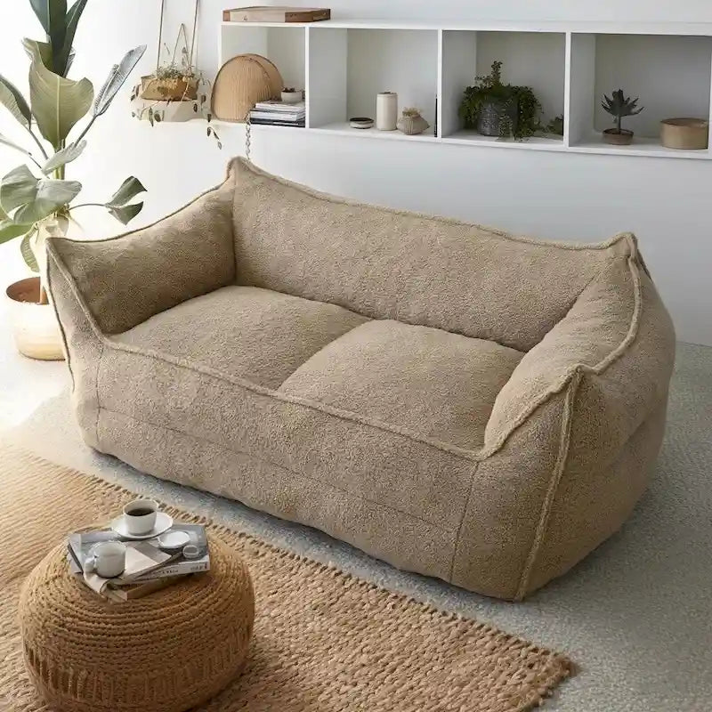 Faux Fabric Bean Bag Sofa Chair with Memory Foam