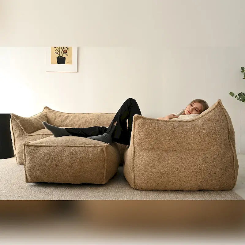 Faux Fabric Bean Bag Sofa Chair with Memory Foam