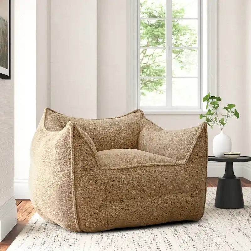 Faux Fabric Bean Bag Sofa Chair with Memory Foam