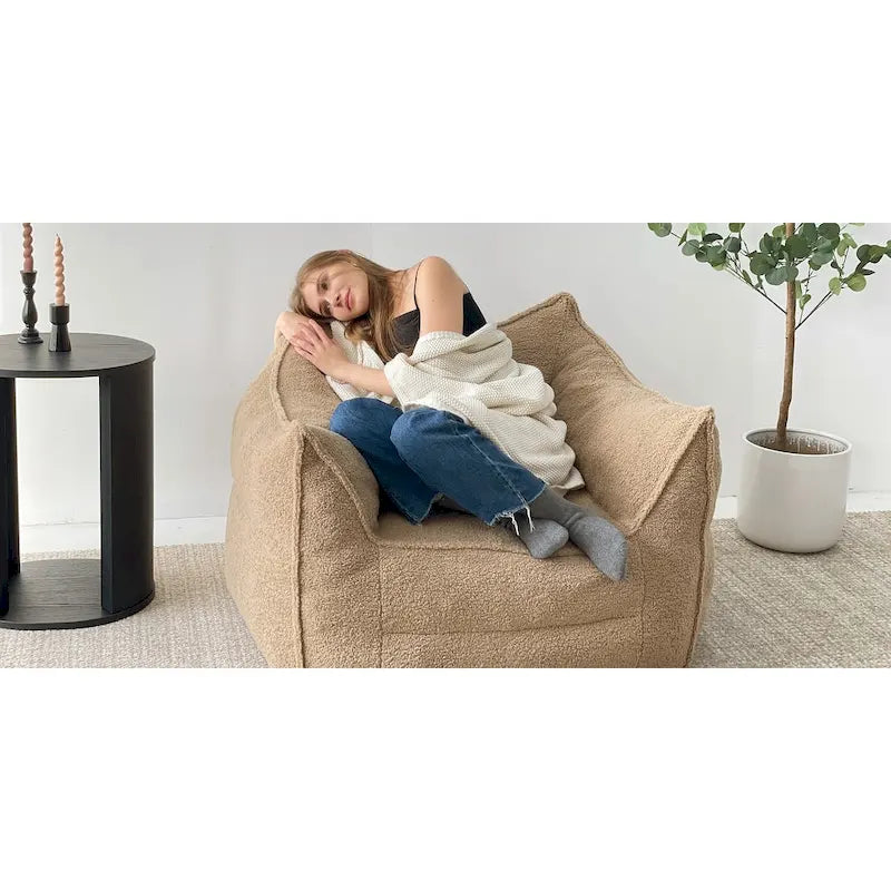 Faux Fabric Bean Bag Sofa Chair with Memory Foam