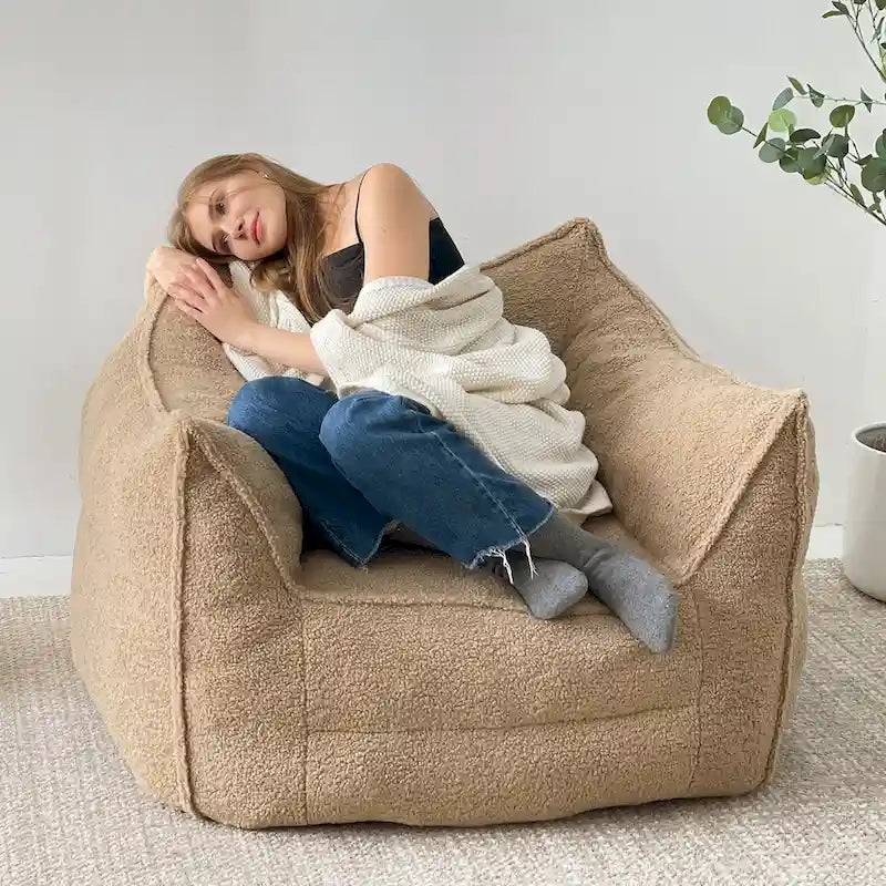 Faux Fabric Bean Bag Sofa Chair with Memory Foam