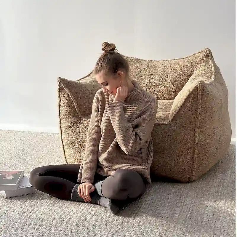 Faux Fabric Bean Bag Sofa Chair with Memory Foam