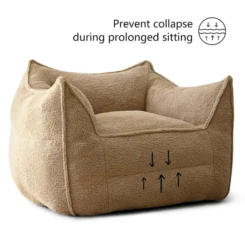 Faux Fabric Bean Bag Sofa Chair with Memory Foam