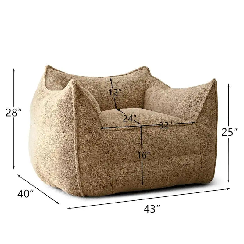 Faux Fabric Bean Bag Sofa Chair with Memory Foam