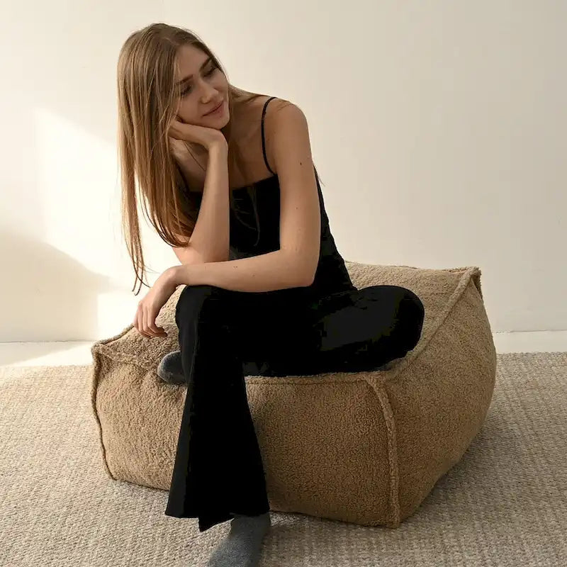 Faux Fabric Bean Bag Sofa Chair with Memory Foam