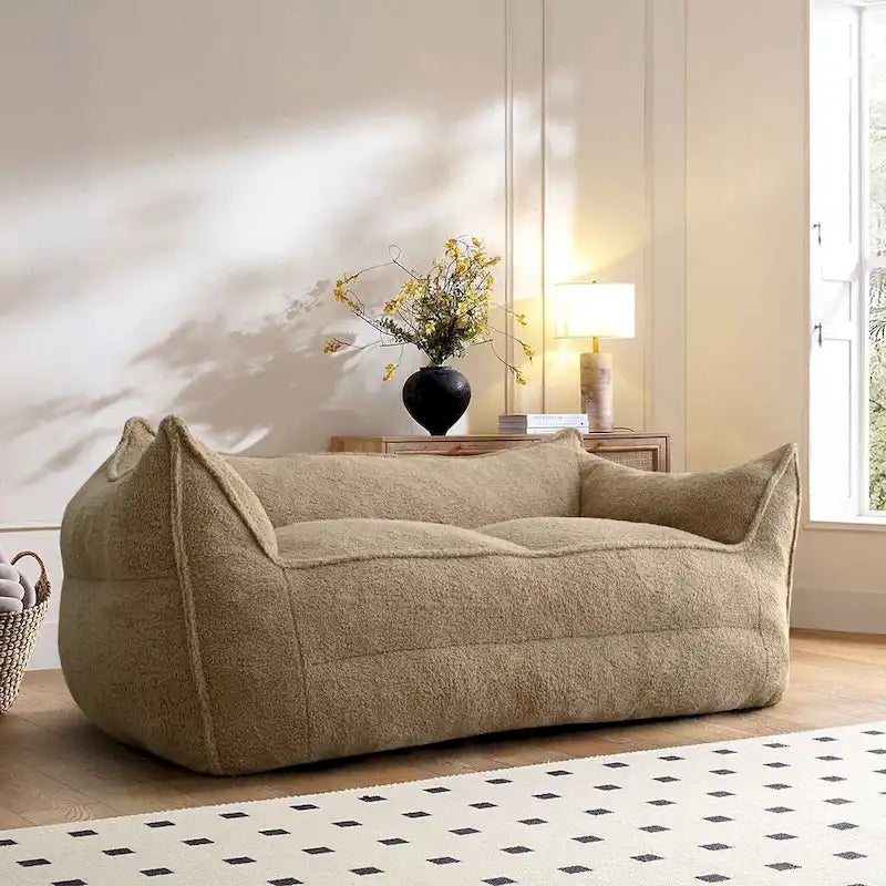Faux Fabric Bean Bag Sofa Chair with Memory Foam
