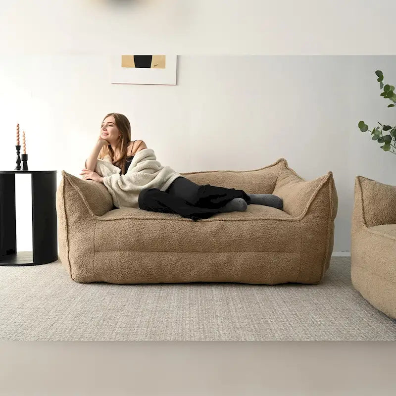 Faux Fabric Bean Bag Sofa Chair with Memory Foam