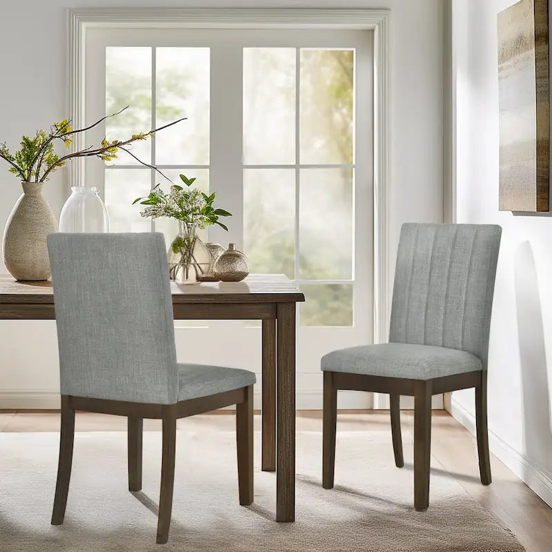 Sedia da pranzo imbottita con schienale a canali, set di 2