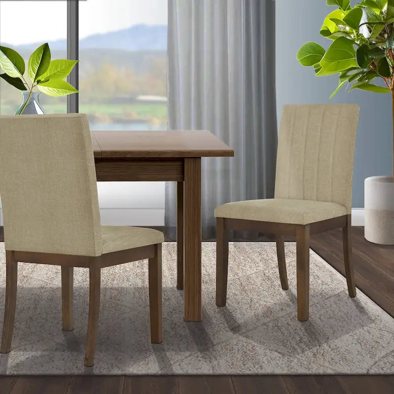 Sedia da pranzo imbottita con schienale a canali, set di 2