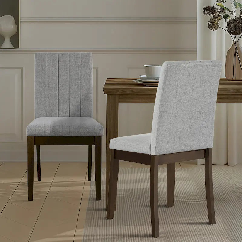 Sedia da pranzo imbottita con schienale a canali, set di 2