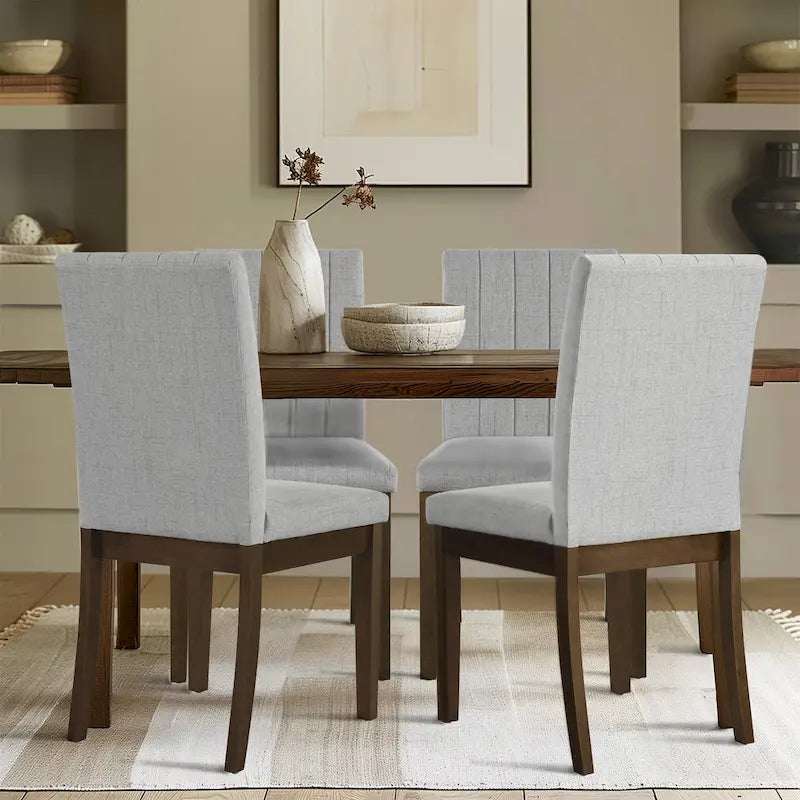 Sedia da pranzo imbottita con schienale a canali, set di 2