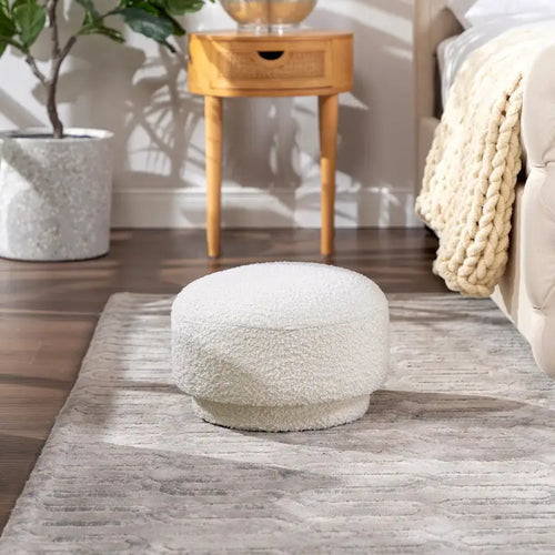 Fuji 15 Faux Sherpa Mushroom Footstool Ottoman