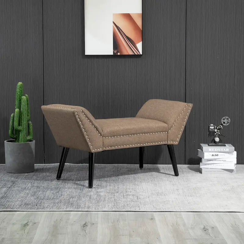 Modern Button Tufted Sitting Bench – Fabric Upholstered Ottoman for Bedroom or Living Room