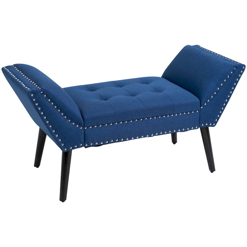 Modern Button Tufted Sitting Bench – Fabric Upholstered Ottoman for Bedroom or Living Room