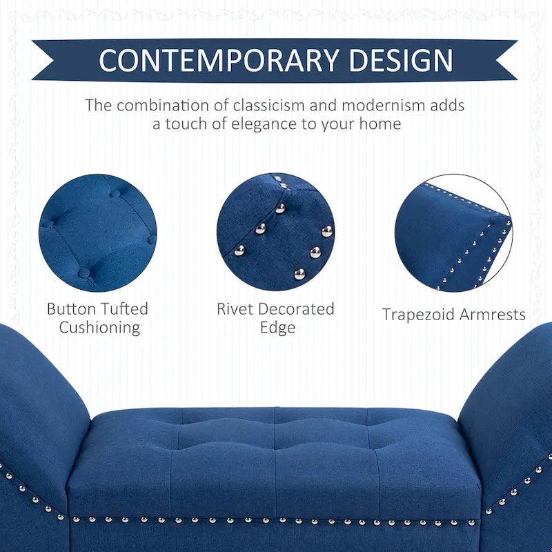Modern Button Tufted Sitting Bench – Fabric Upholstered Ottoman for Bedroom or Living Room