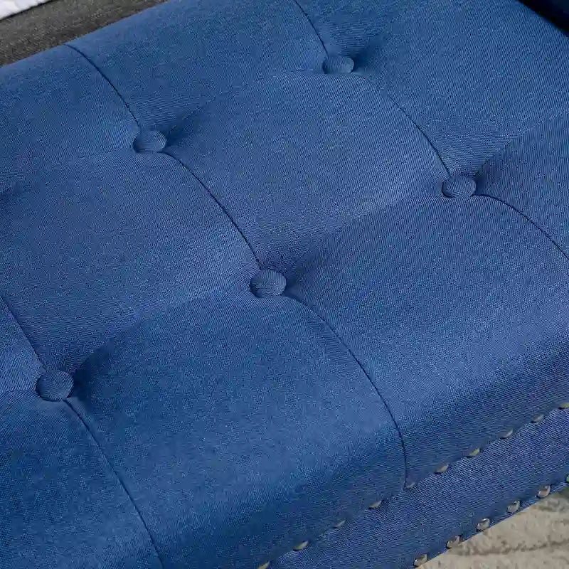 Banc moderne capitonné à boutons – pouf rembourré en tissu pour chambre ou salon