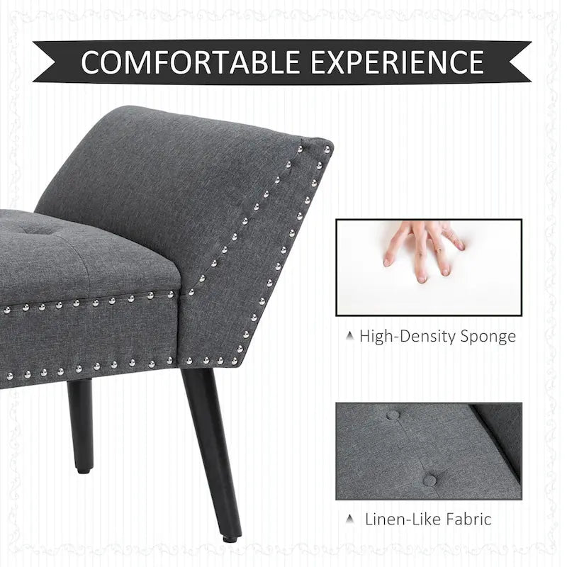 Banc moderne capitonné à boutons – pouf rembourré en tissu pour chambre ou salon
