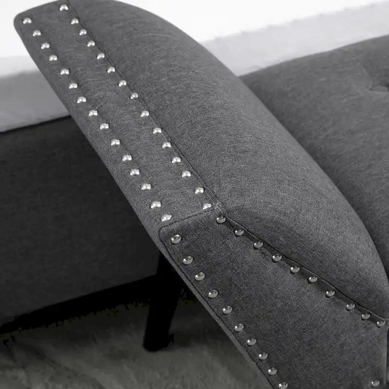 Banc moderne capitonné à boutons – pouf rembourré en tissu pour chambre ou salon