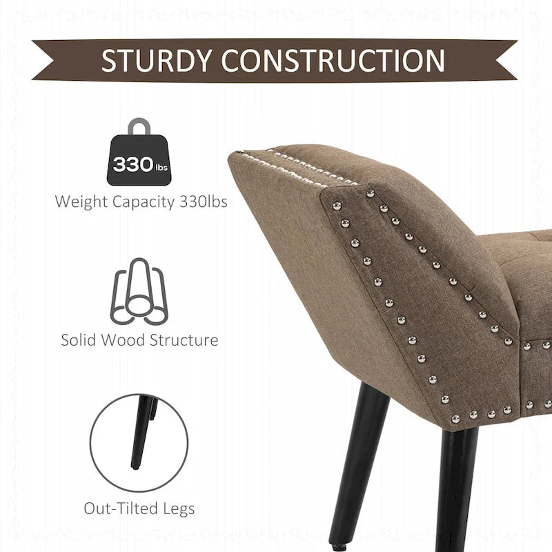 Banc moderne capitonné à boutons – pouf rembourré en tissu pour chambre ou salon