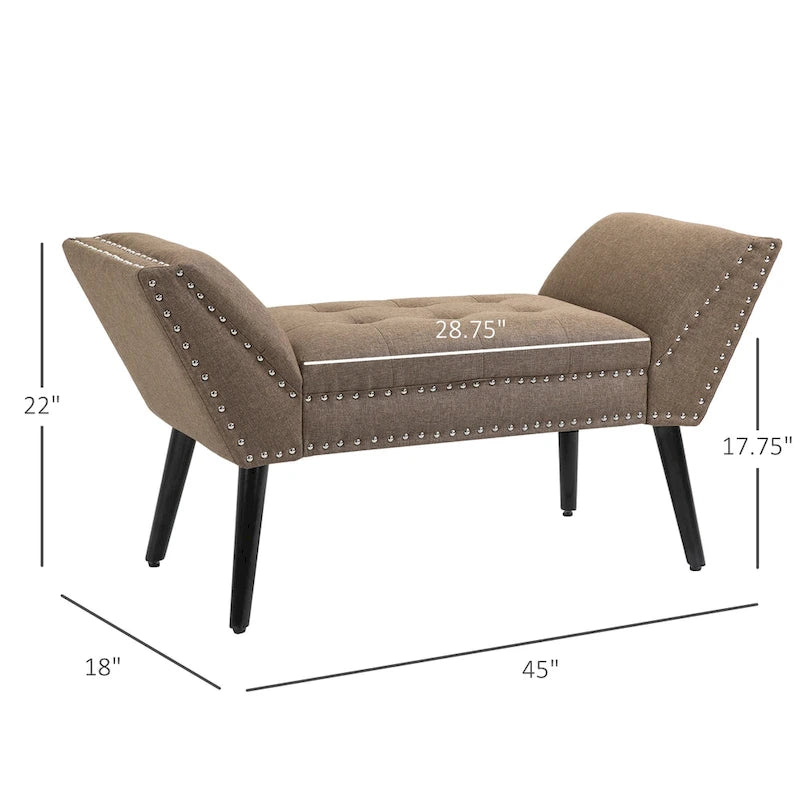 Banc moderne capitonné à boutons – pouf rembourré en tissu pour chambre ou salon