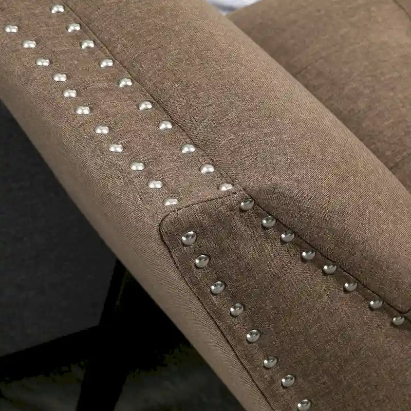 Banc moderne capitonné à boutons – pouf rembourré en tissu pour chambre ou salon