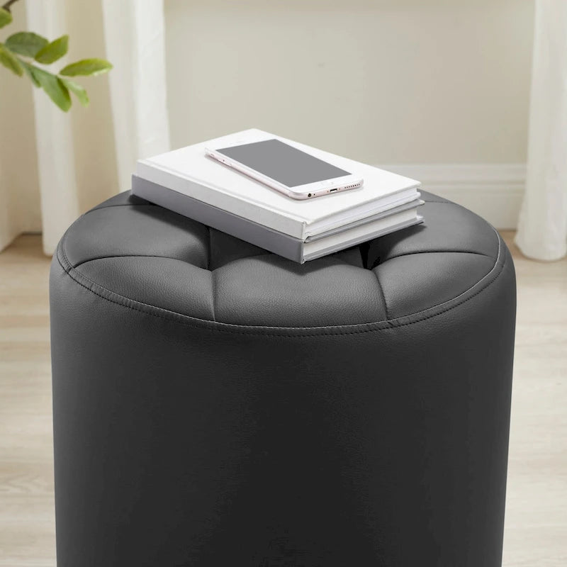 Faux Leather Swivel Ottoman
