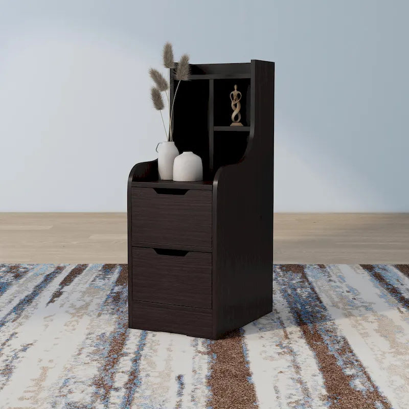 Contemporary 2-Drawer Nightstand with Shelf
