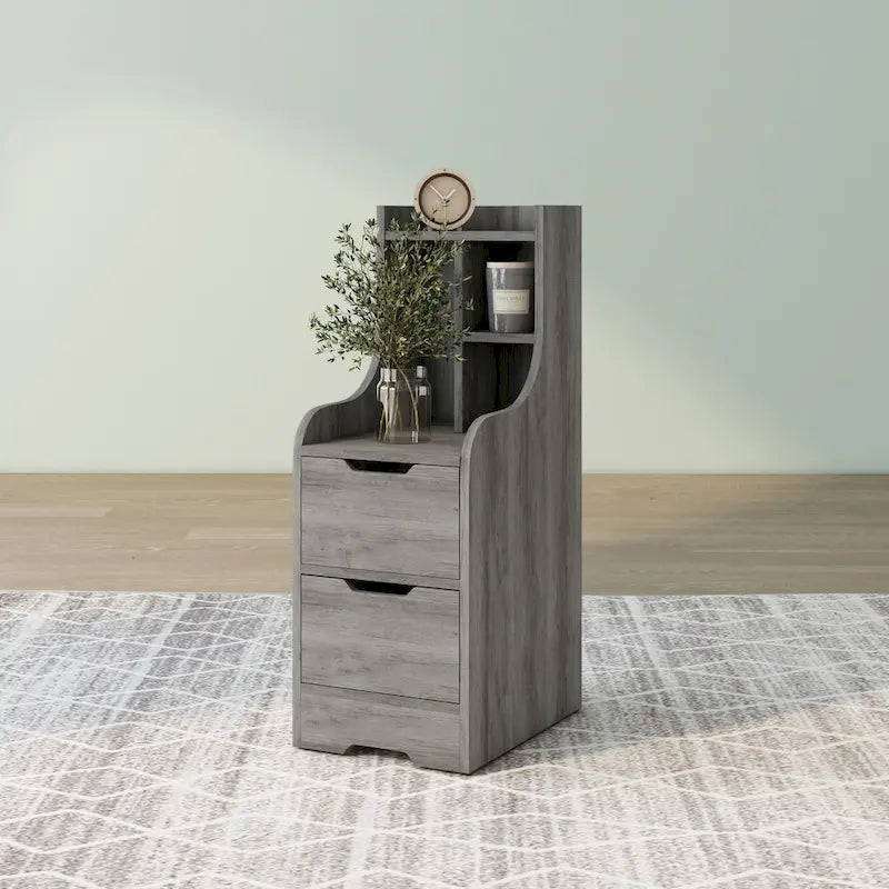 Table de chevet contemporaine à 2 tiroirs avec étagère