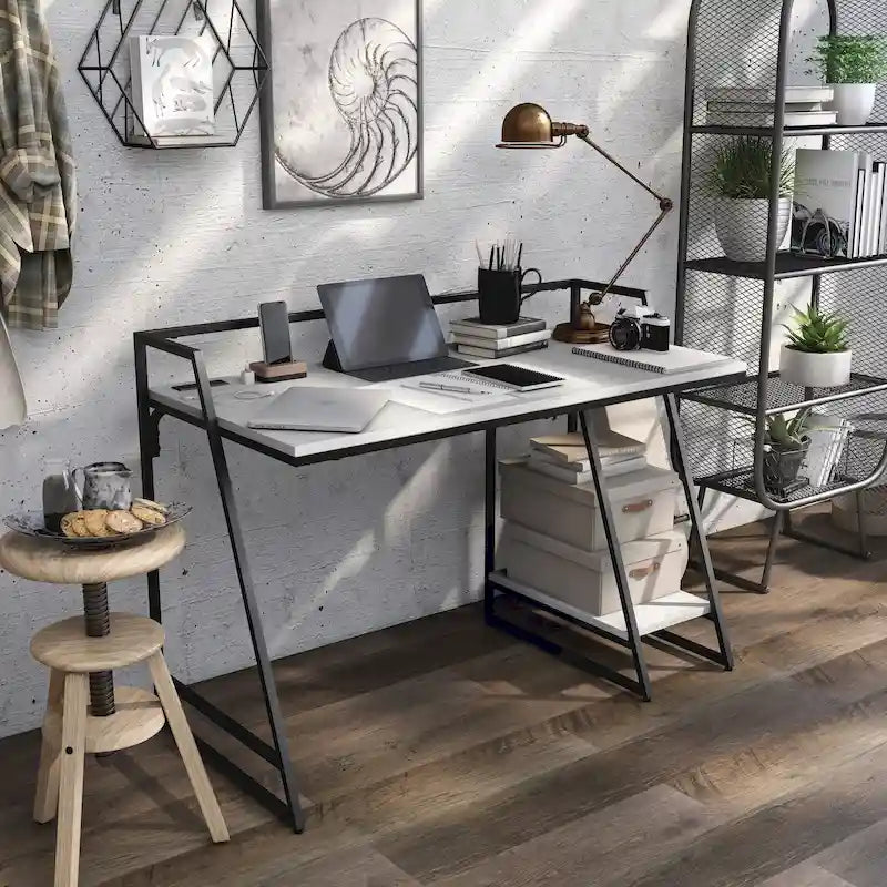 Industrial 49-inch Steel Computer Desk with USBs