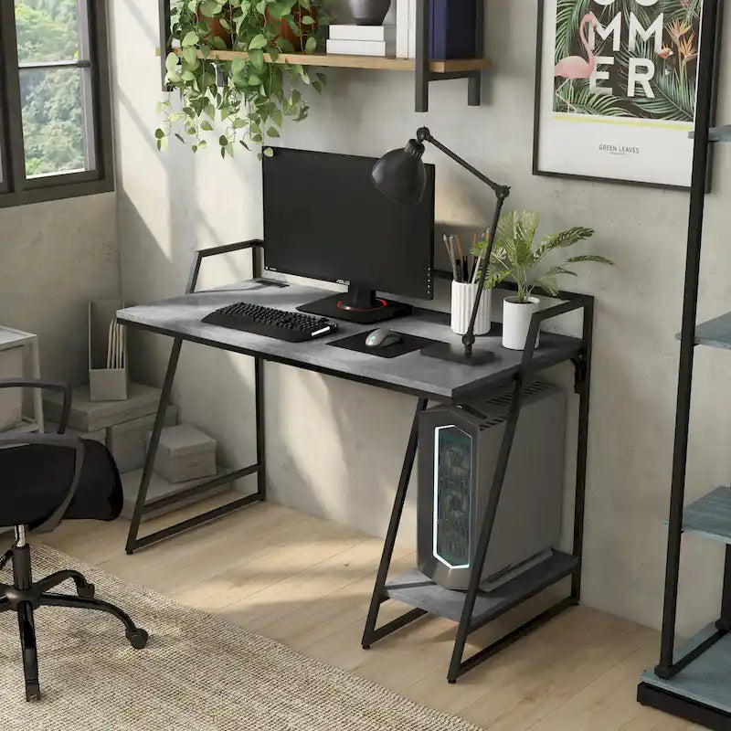 Industrieller 49-Inch-Computertisch aus Stahl mit USB-Anschlüssen
