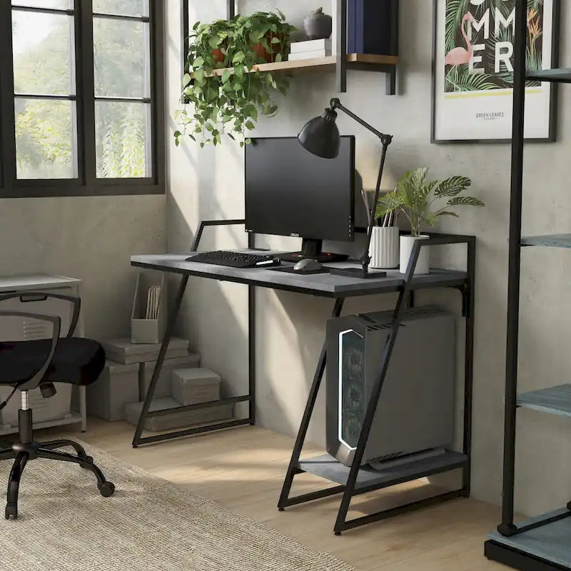 Industrieller 49-Inch-Computertisch aus Stahl mit USB-Anschlüssen