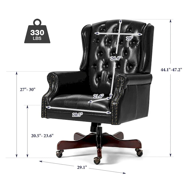 Sedia da ufficio classica direzionale con schienale alto e design wingback