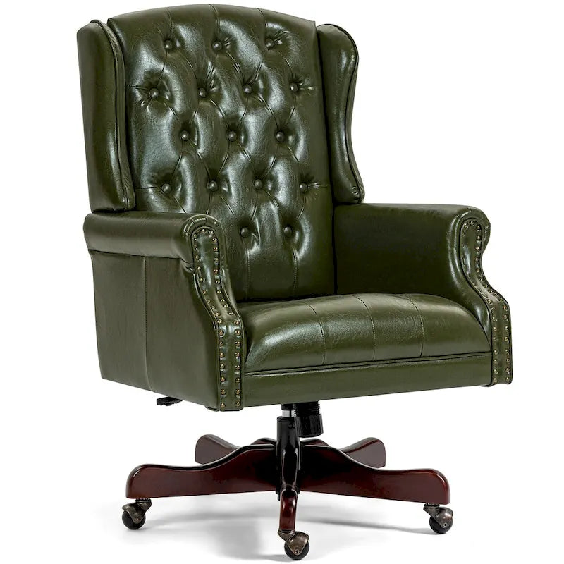 Sedia da ufficio classica direzionale con schienale alto e design wingback