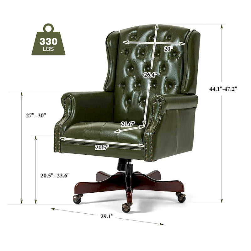 Sedia da ufficio classica direzionale con schienale alto e design wingback