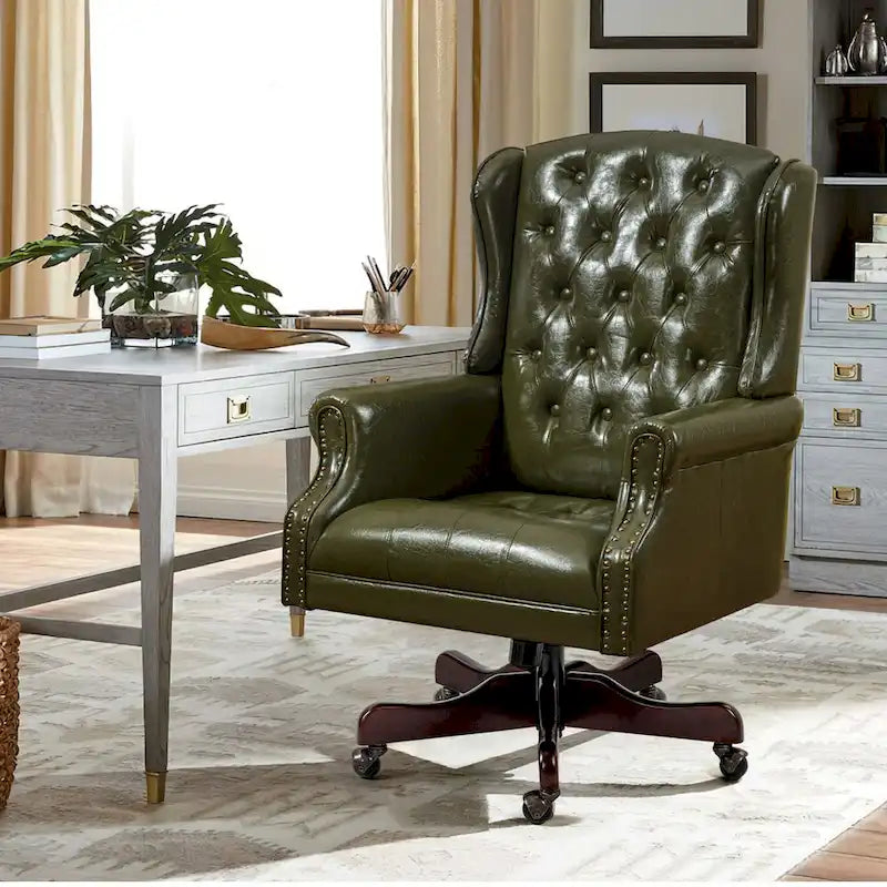 Sedia da ufficio classica direzionale con schienale alto e design wingback